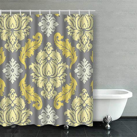 blue grey yellow shower curtain|gray and yellow bathroom curtains.